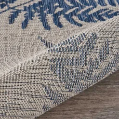 Outlet Kirklands Home Gray and Navy Falling Ferns Outdoor Area Rug, 5x7
