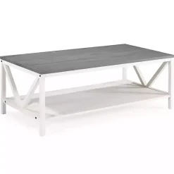 Outlet Kirklands Home Gray and Barnwood Coffee Table White