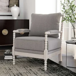 Outlet Kirklands Home and White Beaded Frame Accent Chair Gray