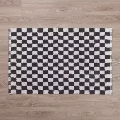 Hot Kirklands Home Gray and White Checkered Bathroom Rug
