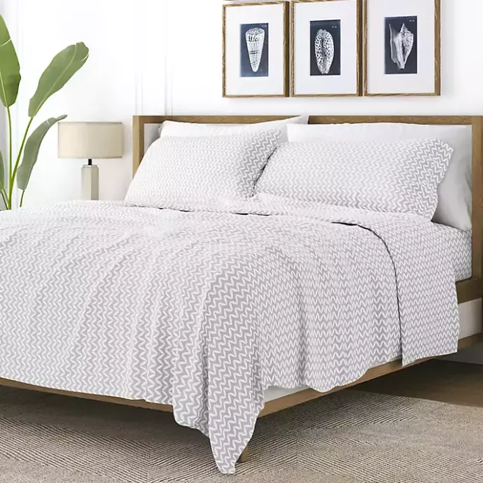 Best Kirklands Home Gray and White Chevron 3-pc. Twin Sheet Set