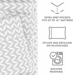 Best Kirklands Home Gray and White Chevron 3-pc. Twin Sheet Set
