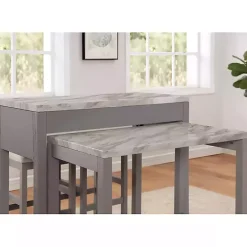 Discount Kirklands Home Gray and White Faux Marble Nested Counter Table