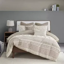 Outlet Kirklands Home Gray and White 3-pc. California King Duvet Set