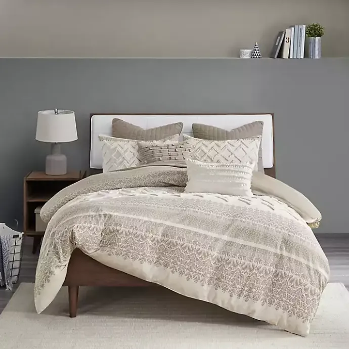 Discount Kirklands Home and White 3-pc. Full/Queen Duvet Set Gray