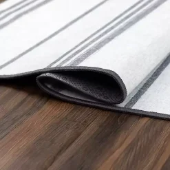 Sale Kirklands Home Gray and White Stripe Washable Area Rug, 3x5