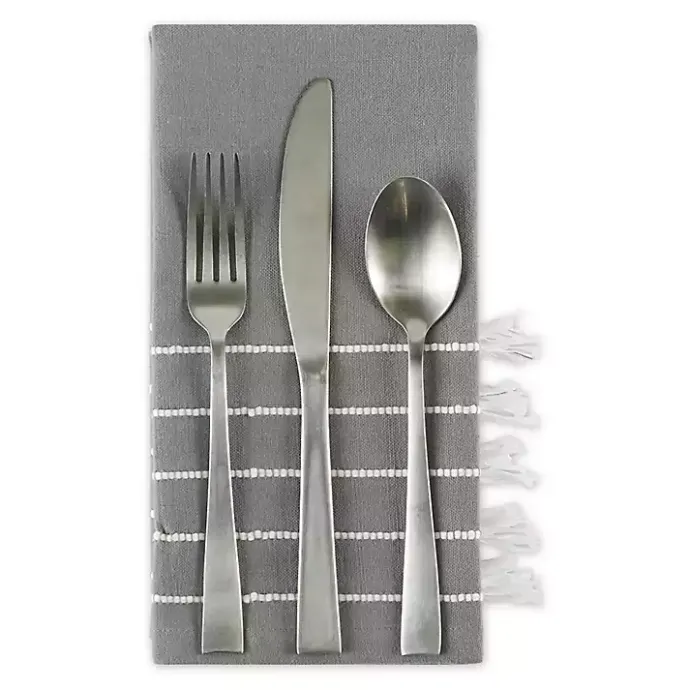 New Kirklands Home and White Striped Napkins, Set of 4 Gray