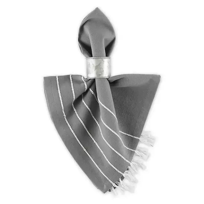 New Kirklands Home and White Striped Napkins, Set of 4 Gray