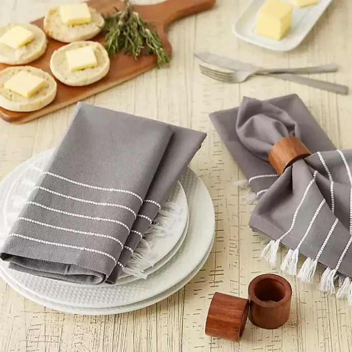 New Kirklands Home and White Striped Napkins, Set of 4 Gray