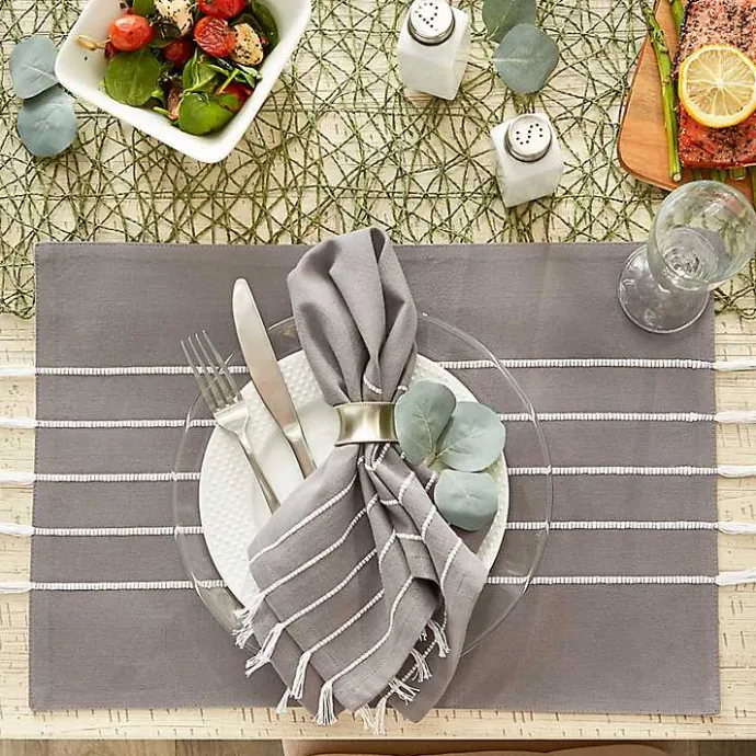 New Kirklands Home and White Striped Napkins, Set of 4 Gray