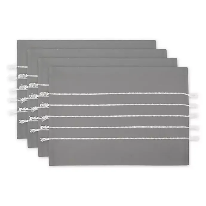 Online Kirklands Home and White Striped Placemats, Set of 4 Gray