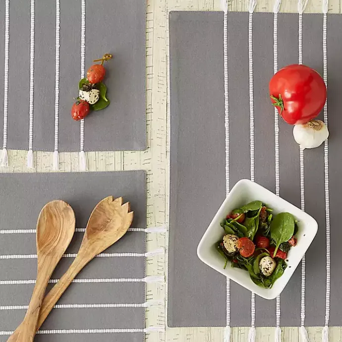 Online Kirklands Home and White Striped Placemats, Set of 4 Gray