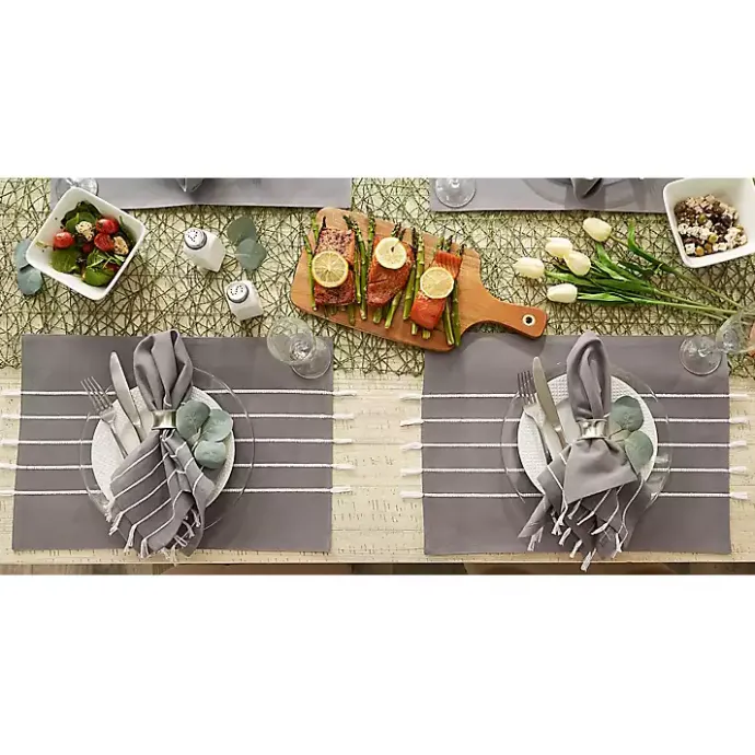 Online Kirklands Home and White Striped Placemats, Set of 4 Gray