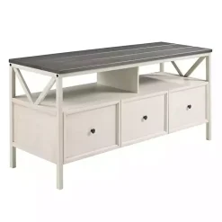 Discount Kirklands Home Gray and Whitewashed Wood 3-Drawer Media Cabinet