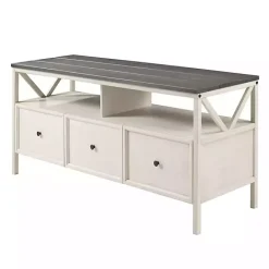 Discount Kirklands Home Gray and Whitewashed Wood 3-Drawer Media Cabinet