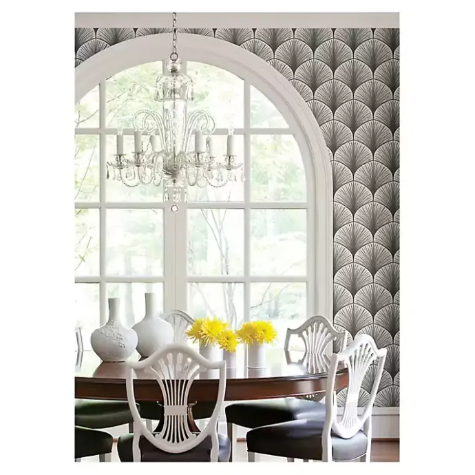 Outlet Kirklands Home Gray Art Deco Fans Peel & Stick Wallpaper