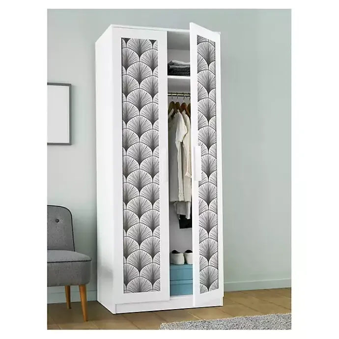Outlet Kirklands Home Gray Art Deco Fans Peel & Stick Wallpaper