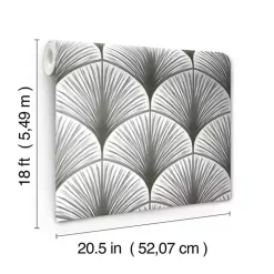 Outlet Kirklands Home Gray Art Deco Fans Peel & Stick Wallpaper