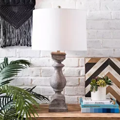 New Kirklands Home Gray Balustrade Table Lamp White