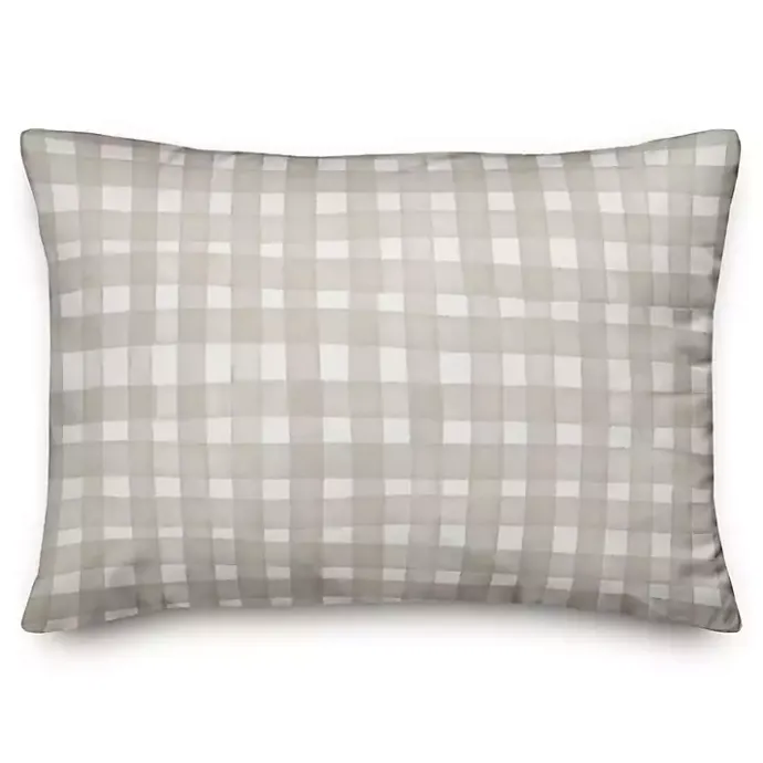 New Kirklands Home Basket Weave Outdoor Lumbar Pillow Gray