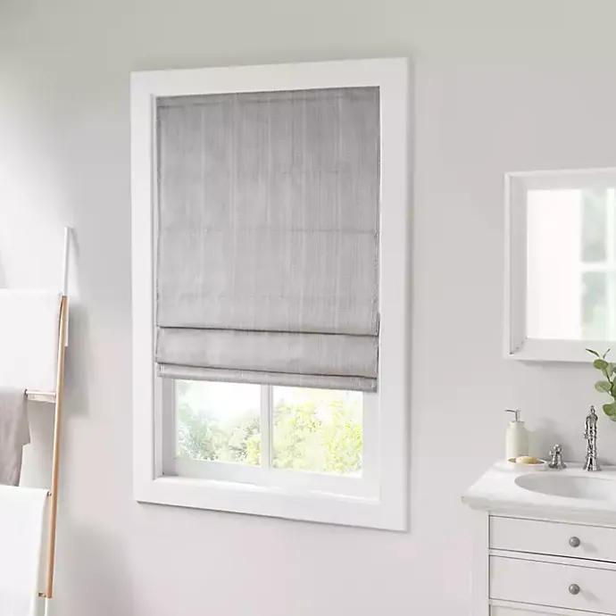 Discount Kirklands Home Basketweave Cordless Roman Shade, 27 in. Gray