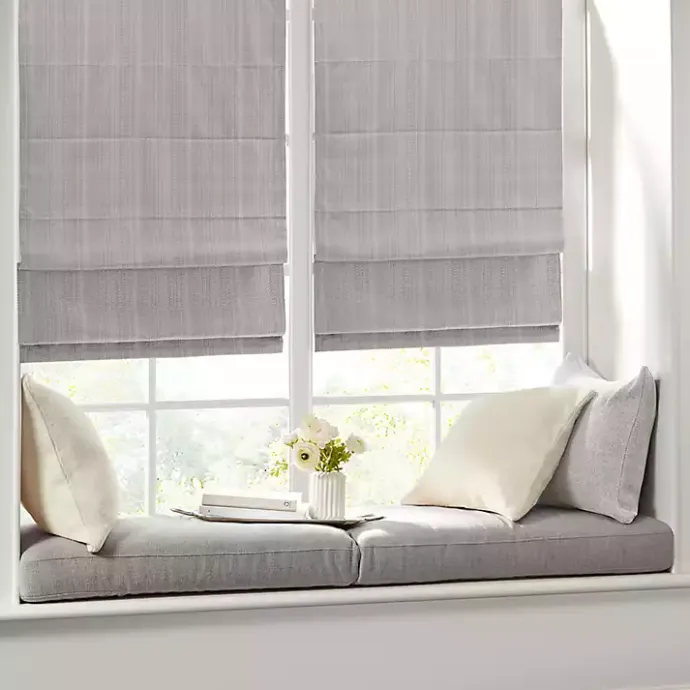 Discount Kirklands Home Basketweave Cordless Roman Shade, 27 in. Gray