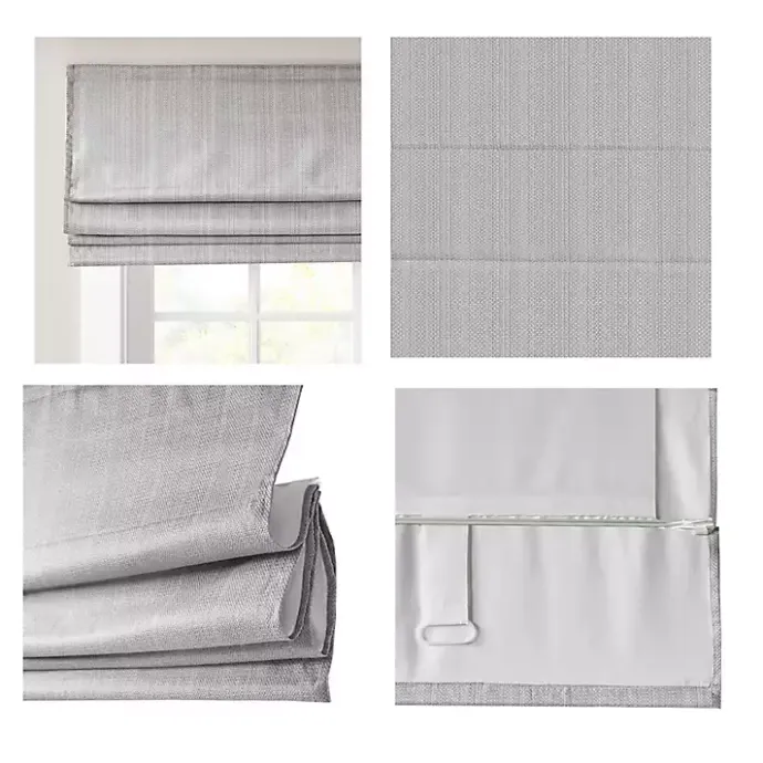 Discount Kirklands Home Basketweave Cordless Roman Shade, 27 in. Gray