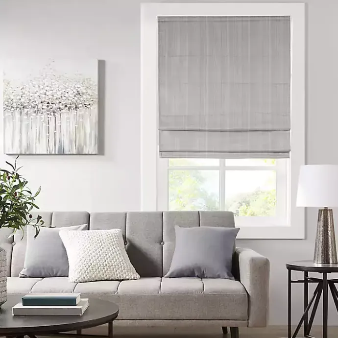 Sale Kirklands Home Basketweave Cordless Roman Shade, 31 in. Gray