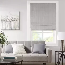 New Kirklands Home Basketweave Cordless Roman Shade, 33 in. Gray
