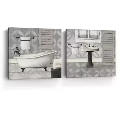 Online Kirklands Home Gray Bath and Sink Canvas Art Prints, Set of 2