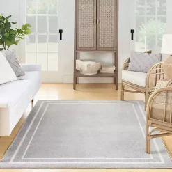 Discount Kirklands Home Gray Bordered Indoor/Outdoor Area Rug, 6x9