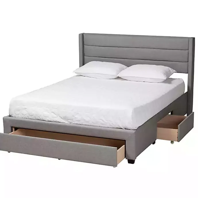 Outlet Kirklands Home Braylon Upholstered 3-Drawer Queen Bed Gray