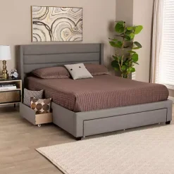 Outlet Kirklands Home Braylon Upholstered 3-Drawer Queen Bed Gray