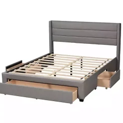 Outlet Kirklands Home Braylon Upholstered 3-Drawer Queen Bed Gray