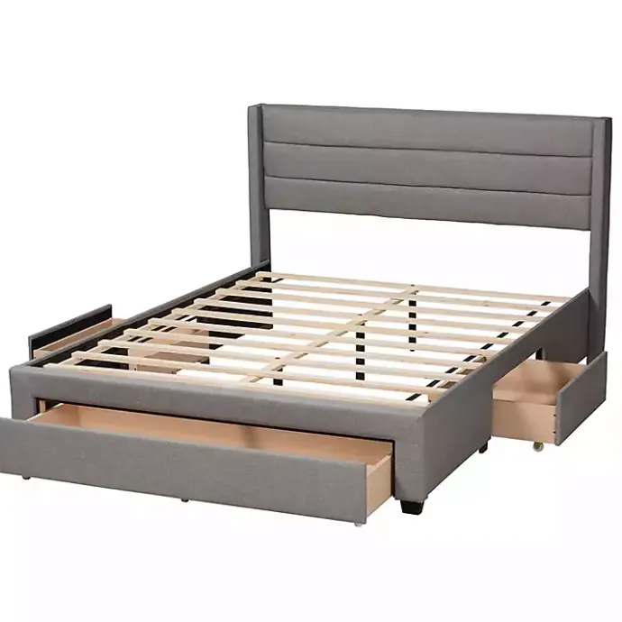 Outlet Kirklands Home Braylon Upholstered 3-Drawer Queen Bed Gray