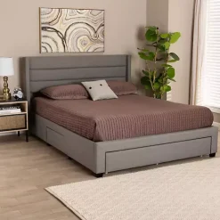 Outlet Kirklands Home Braylon Upholstered 3-Drawer Queen Bed Gray