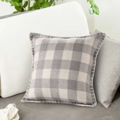 Best Kirklands Home Gray Buffalo Check Stitched Outdoor Throw Pillow