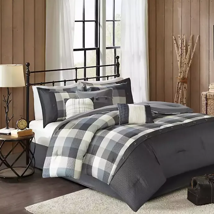 Sale Kirklands Home Gray Buffalo Herringbone Queen 7-pc. Comforter Set