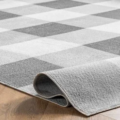 Outlet Kirklands Home Gray Buffalo Plaid Washable Area Rug, 4x6