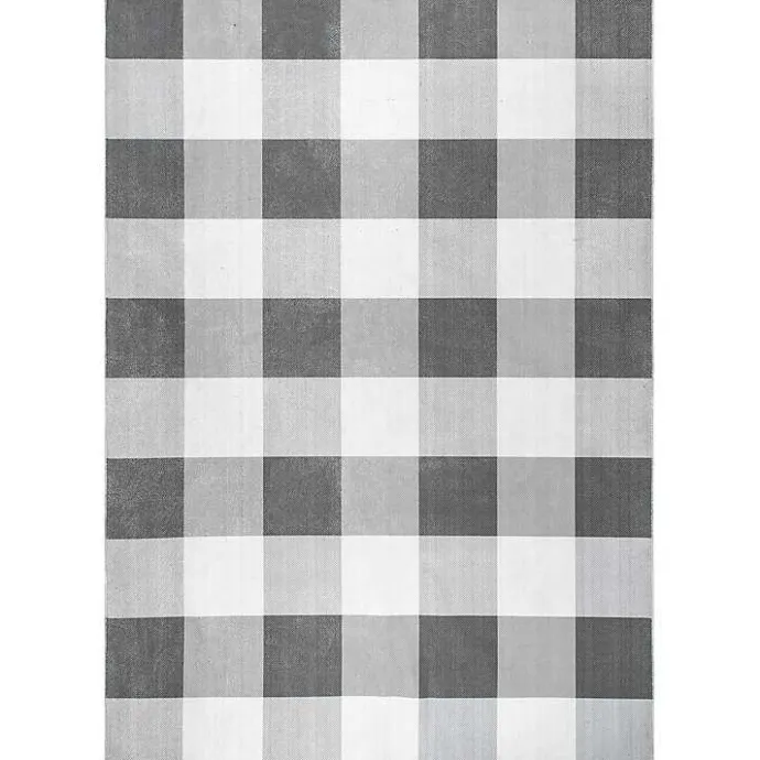Hot Kirklands Home Gray Buffalo Plaid Washable Area Rug, 5x8