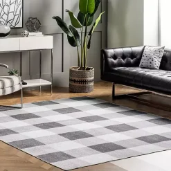 Hot Kirklands Home Gray Buffalo Plaid Washable Area Rug, 5x8