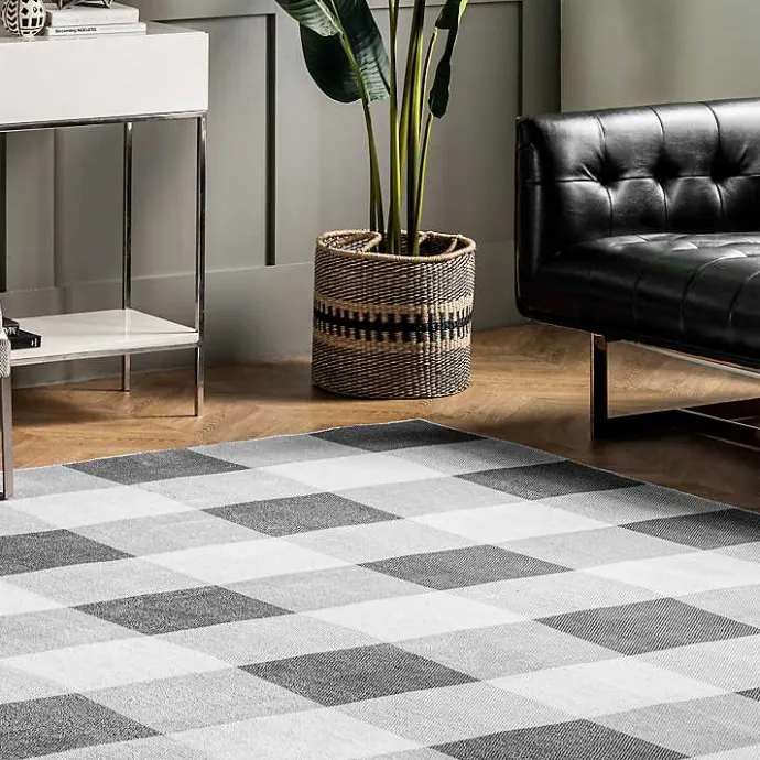 Hot Kirklands Home Gray Buffalo Plaid Washable Area Rug, 5x8