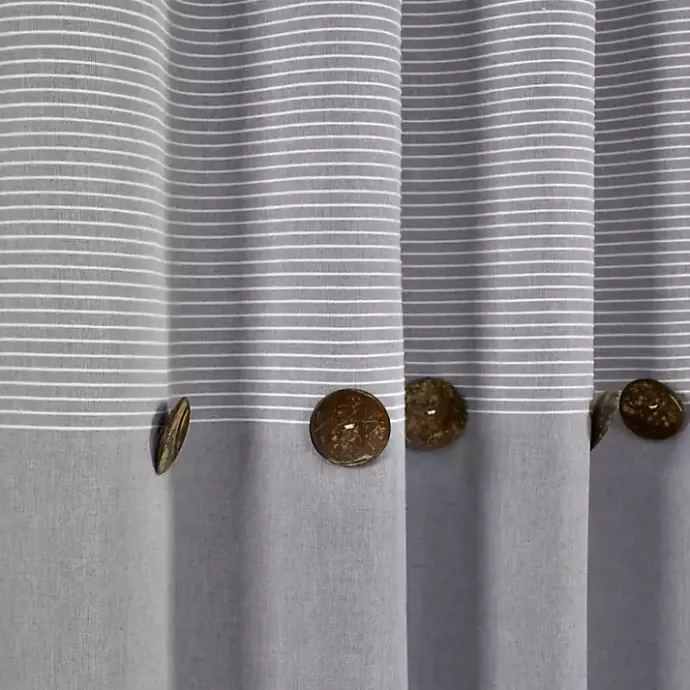 Clearance Kirklands Home Gray Button and Stripe Curtain Panel Set, 95 in.