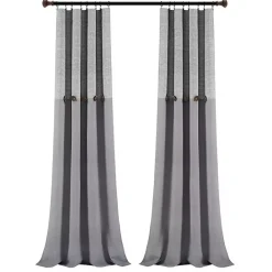 Clearance Kirklands Home Gray Button and Stripe Curtain Panel Set, 95 in.