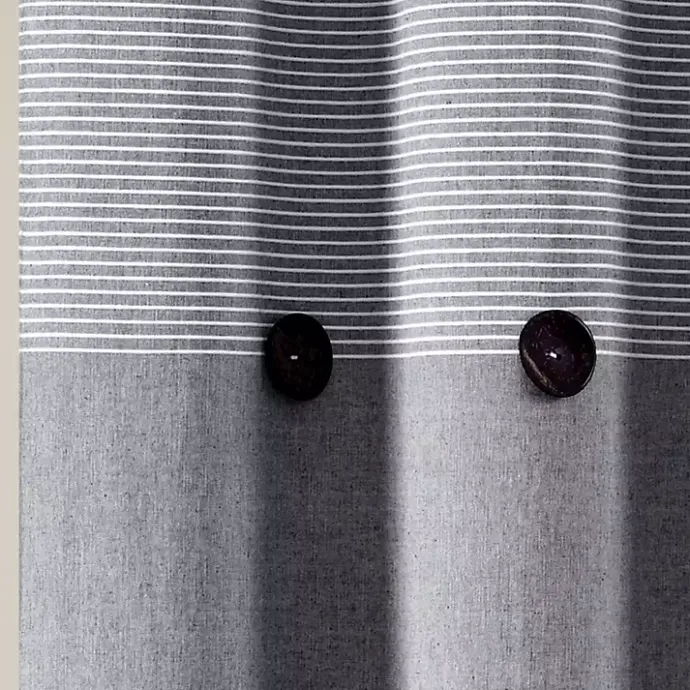 Best Kirklands Home Button and Stripe Shower Curtain Gray