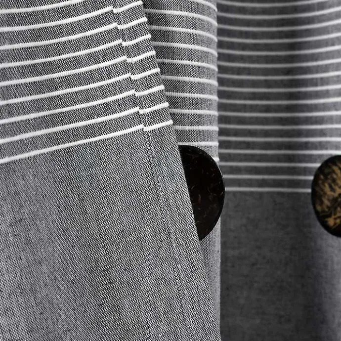 Best Kirklands Home Button and Stripe Shower Curtain Gray