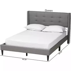 Hot Kirklands Home Button Tufted Headboard Full Platform Bed Gray