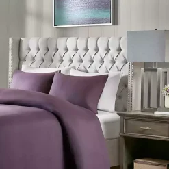 Sale Kirklands Home Button Tufted Nailhead Trim Queen Headboard Gray