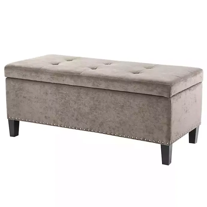 Kirklands Home Button Tufted Storage Bench Gray