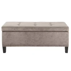 Kirklands Home Button Tufted Storage Bench Gray